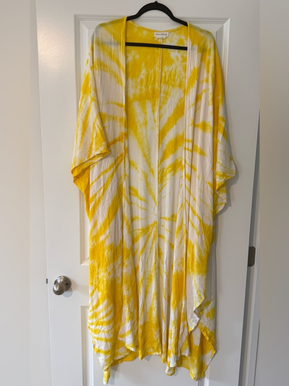 Lovers + Friends Yellow and White Tie-Dye Kimono